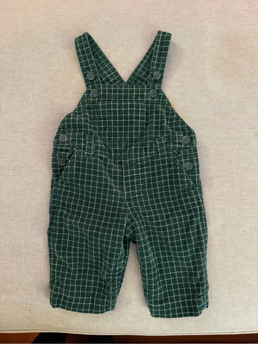 90s Green Plaid Corduroy Overalls for Baby